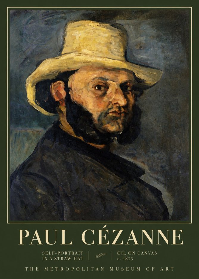 Paul Cézanne Self-portrait in a Straw Hat No3 - Juliste
