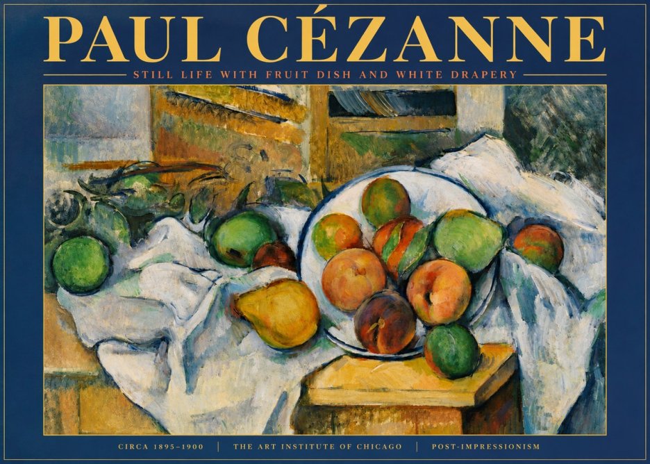 Paul Cézanne Still Life with Fruit Dish and White Drapery No3 - Juliste