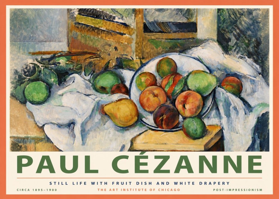 Paul Cézanne Still Life with Fruit Dish and White Drapery No4 - Juliste