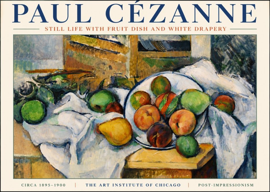 Paul Cézanne Still Life with Fruit Dish and White Drapery No6 - Juliste
