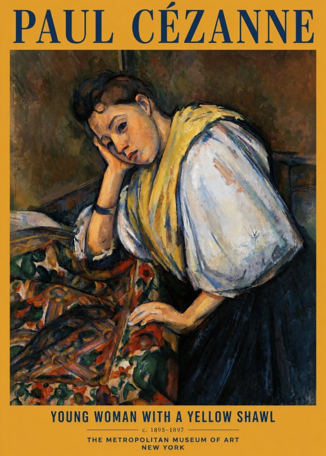 Paul Cézanne Young Woman with a Yellow Shawl No2 - Juliste