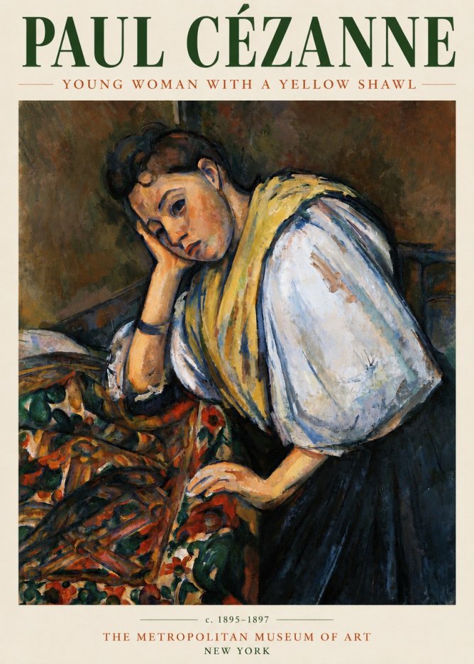 Paul Cézanne Young Woman with a Yellow Shawl No3 - Juliste