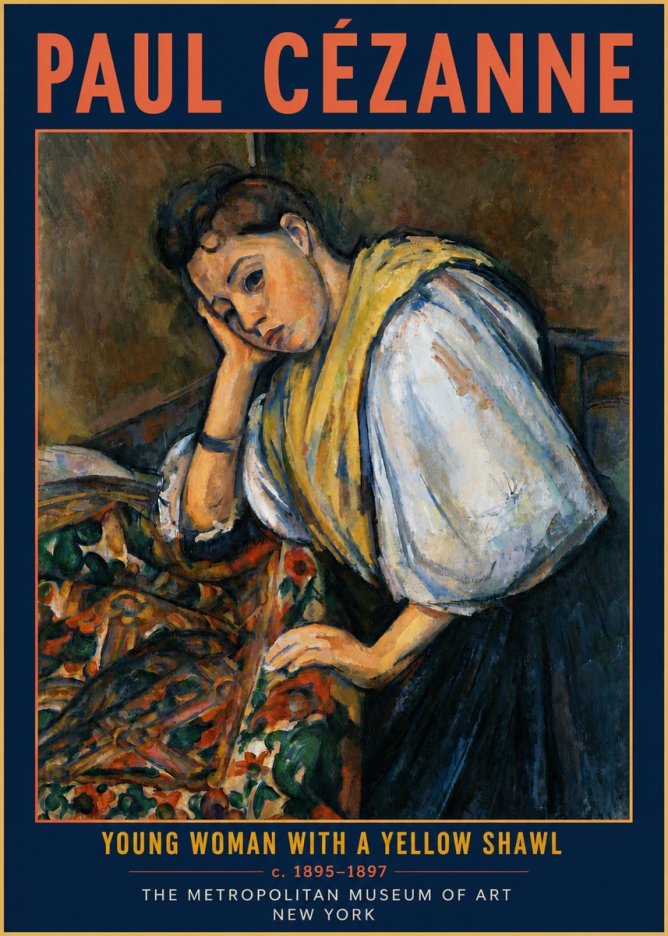 Paul Cézanne Young Woman with a Yellow Shawl No4 - Juliste