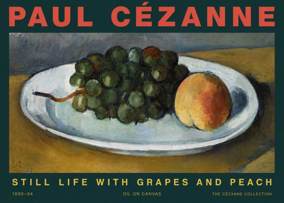 Paul Cézanne Still Life with Grapes and Peach No3 - Juliste