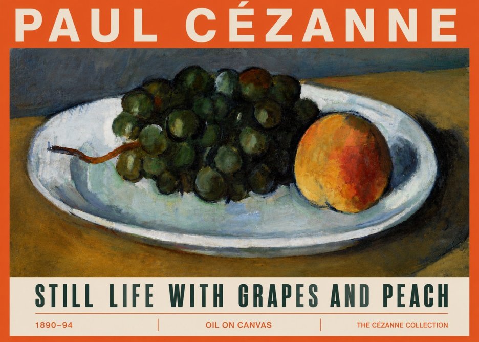 Paul Cézanne Still Life with Grapes and Peach No5 - Juliste