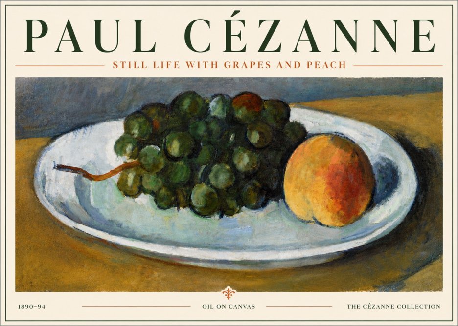Paul Cézanne Still Life with Grapes and Peach No6 - Juliste