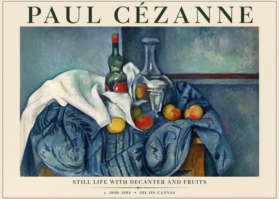 Paul Cézanne Still Life with Decanter and Fruits No3 - Juliste