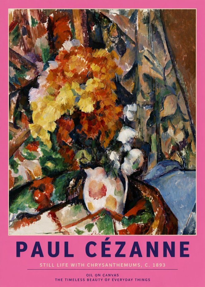 Paul Cézanne Still Life with Chrysanthemums No3 - Juliste