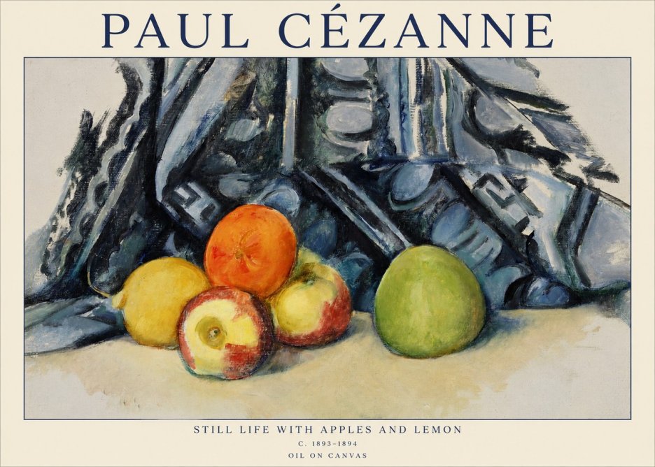 Paul Cézanne Still Life with Apples and Lemon No1 - Juliste