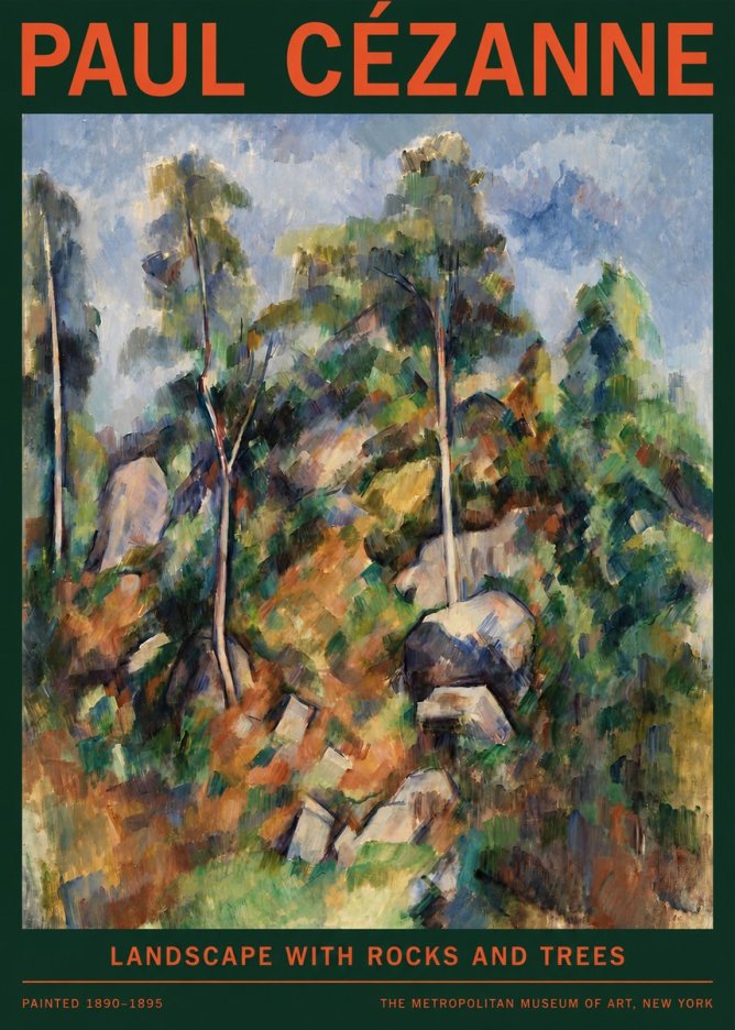 Paul Cézanne Landscape with Rocks and Trees No2 - Juliste