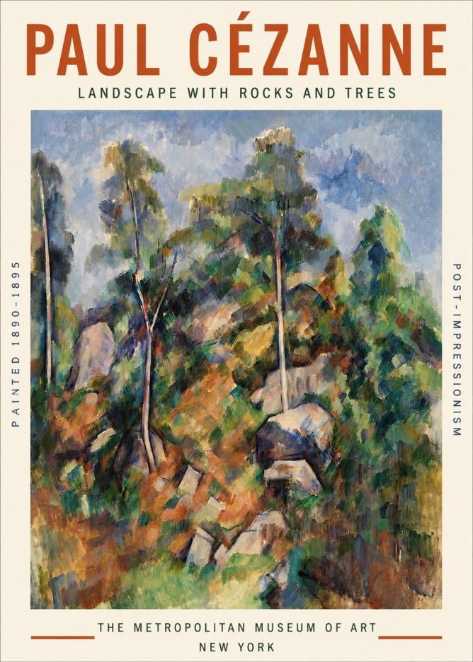 Paul Cézanne Landscape with Rocks and Trees No3 - Juliste
