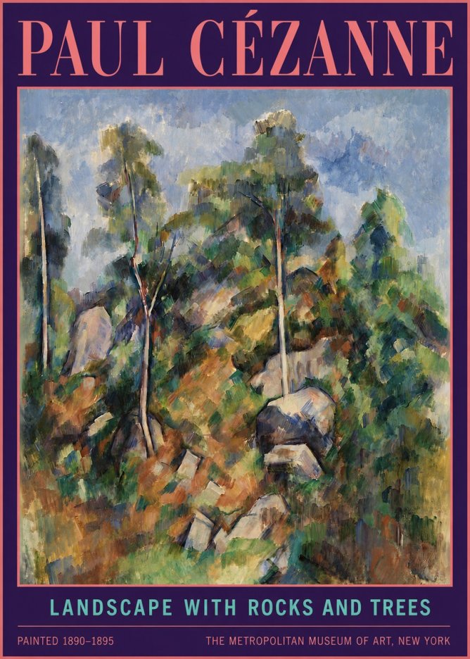 Paul Cézanne Landscape with Rocks and Trees No4 - Juliste