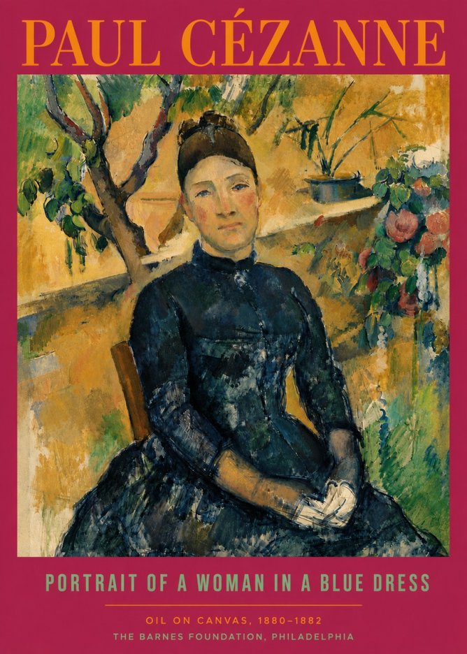 Paul Cézanne Portrait of a Woman in a Blue Dress No5 - Juliste