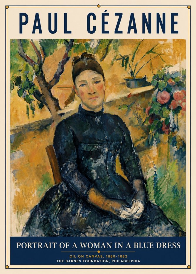 Paul Cézanne Portrait of a Woman in a Blue Dress No6 - Juliste