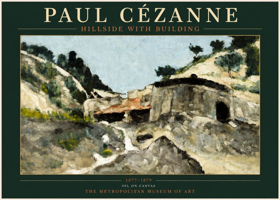 Paul Cézanne Hillside with Building No3 - Juliste