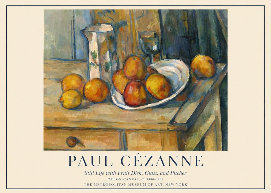 Paul Cézanne Still Life with Fruit Dish, Glass, and Pitcher No1 - Juliste