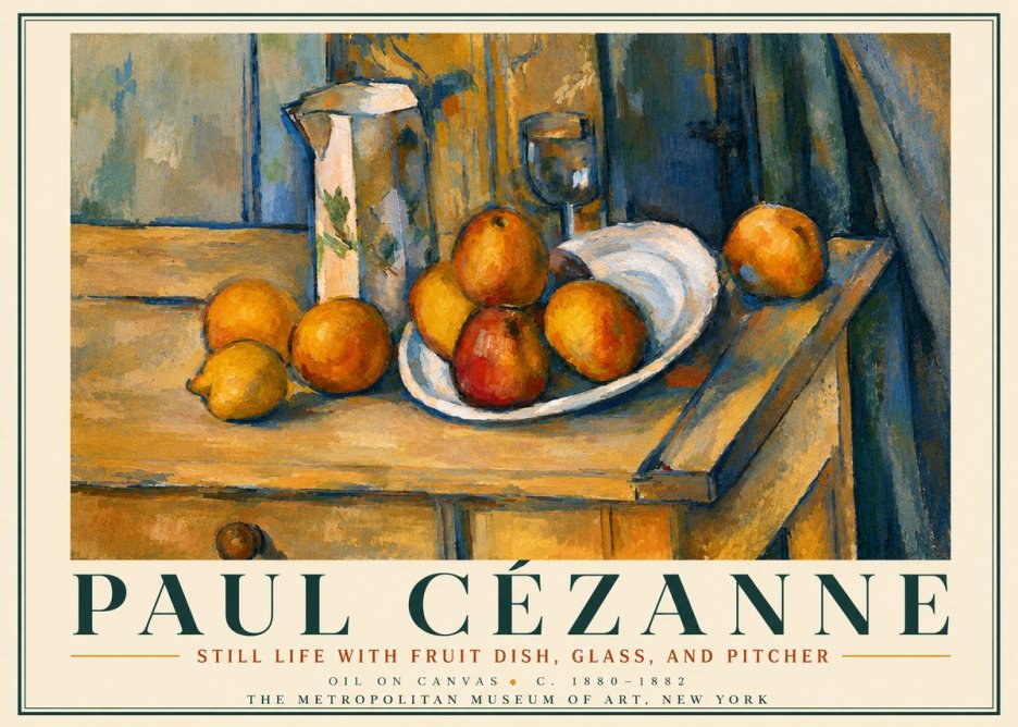 Paul Cézanne Still Life with Fruit Dish, Glass, and Pitcher No5 - Juliste