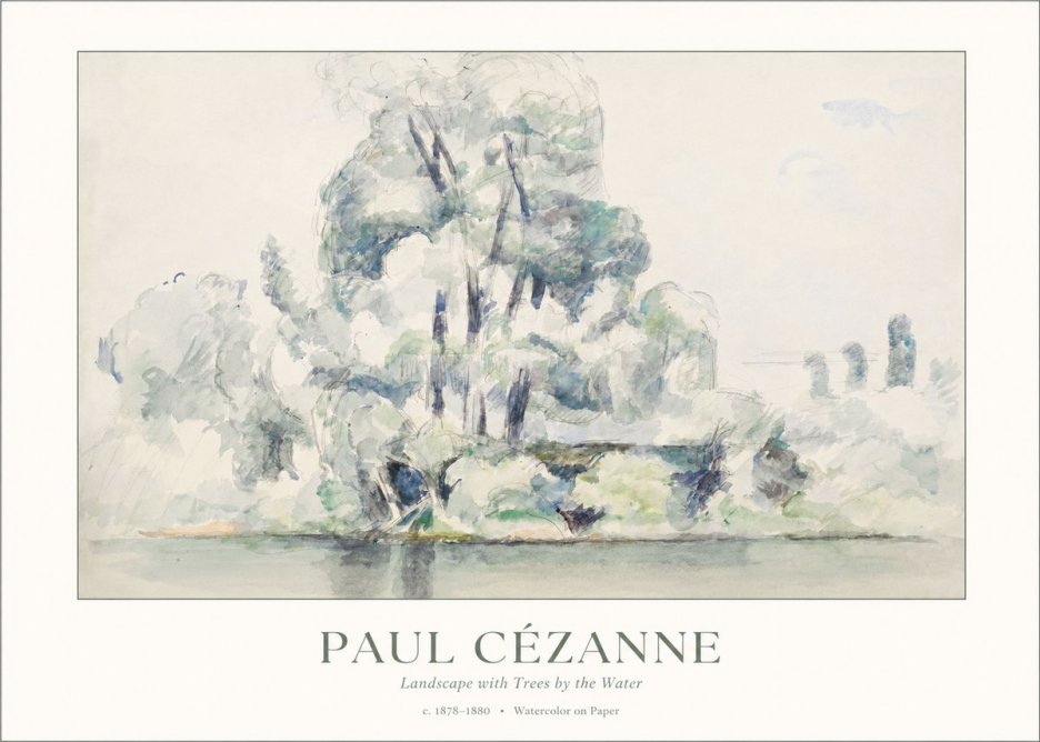Paul Cézanne Landscape with Trees by the Water No1 - Juliste