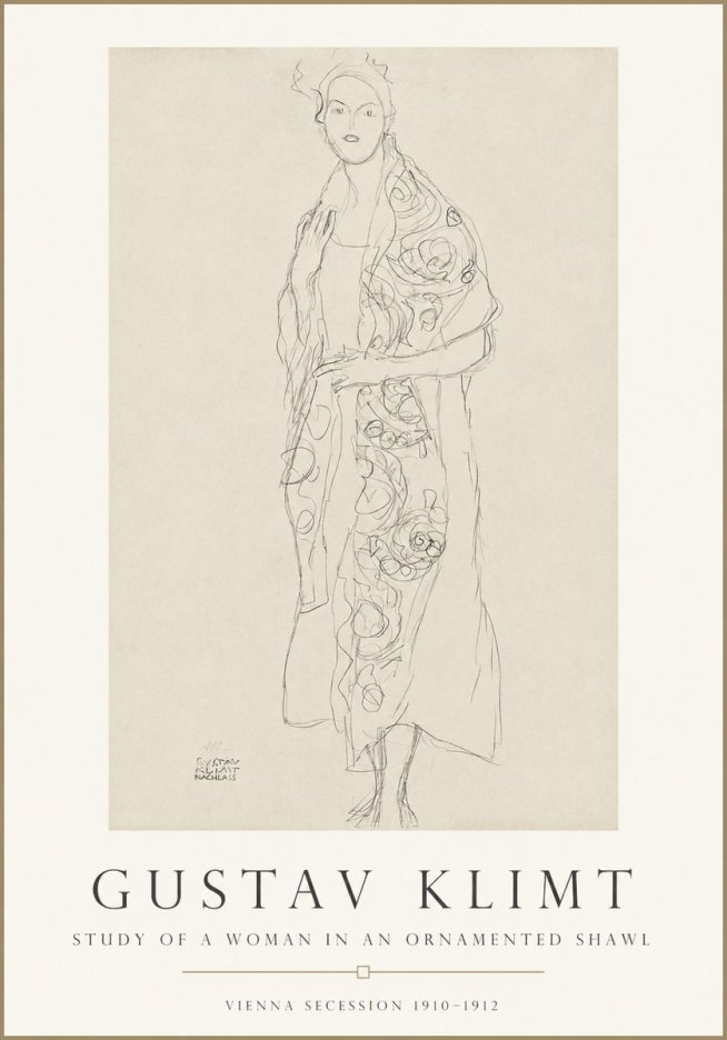 Klimt Study of a Woman in an Ornamented Shawl No1 - Juliste