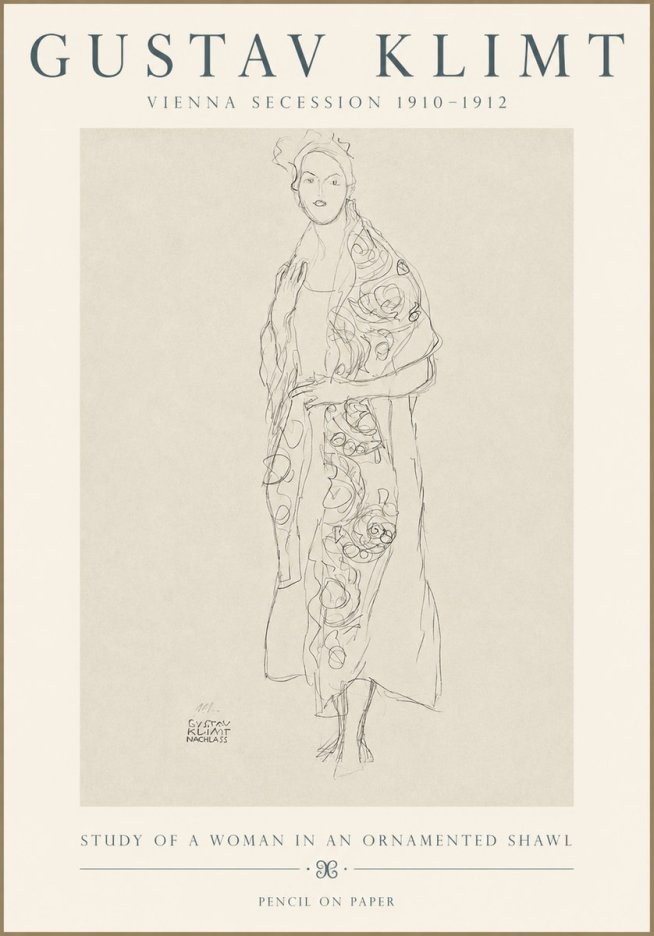 Klimt Study of a Woman in an Ornamented Shawl No3 - Juliste