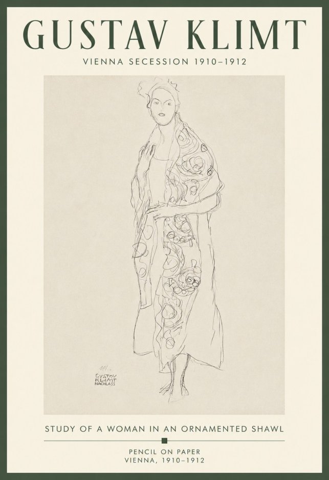 Klimt Study of a Woman in an Ornamented Shawl No5 - Juliste