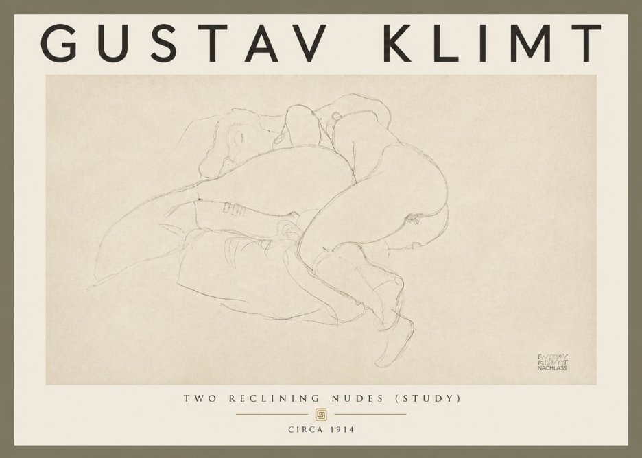 Klimt Two Reclining Nudes (Study) No5 - Juliste