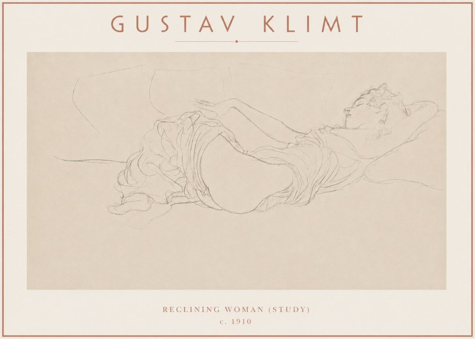 Klimt Reclining Woman (Study) No3 - Juliste