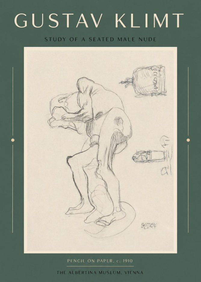 Klimt Study of a Seated Male Nude No2 - Juliste