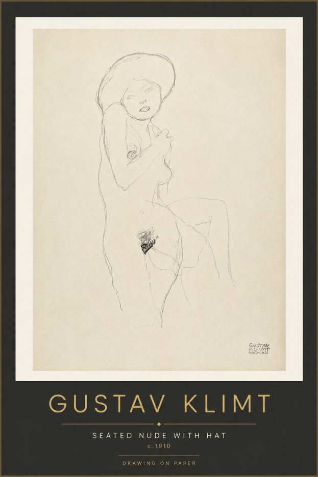 Klimt Seated Nude with Hat No4 - Juliste