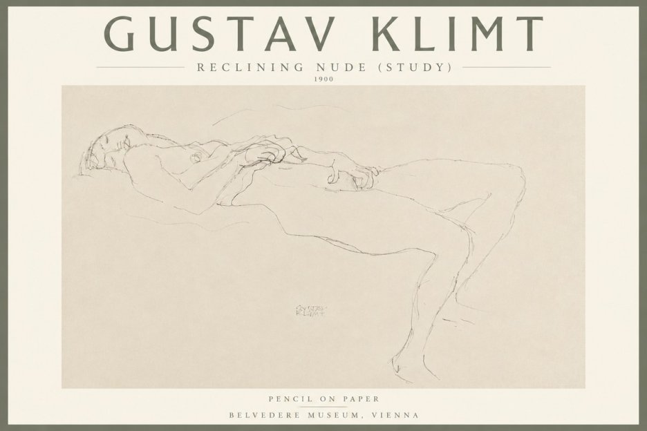 Klimt Reclining Nude (Study) No4 - Juliste