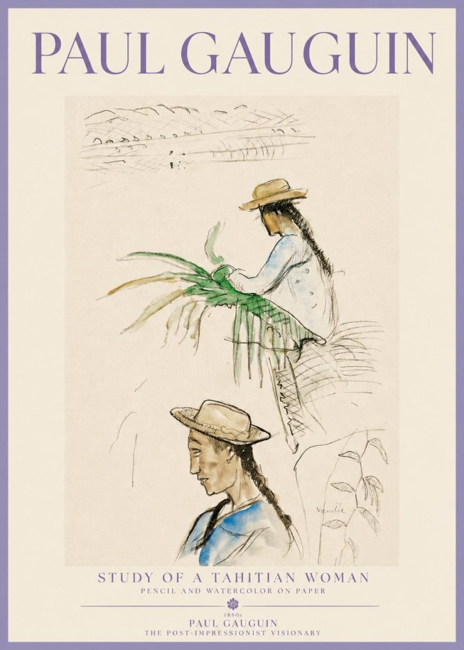 Paul Gauguin Study of a Tahitian Woman I No3 - Juliste