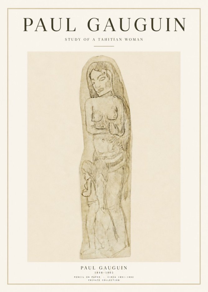 Paul Gauguin Study of a Tahitian Woman II No1 - Juliste