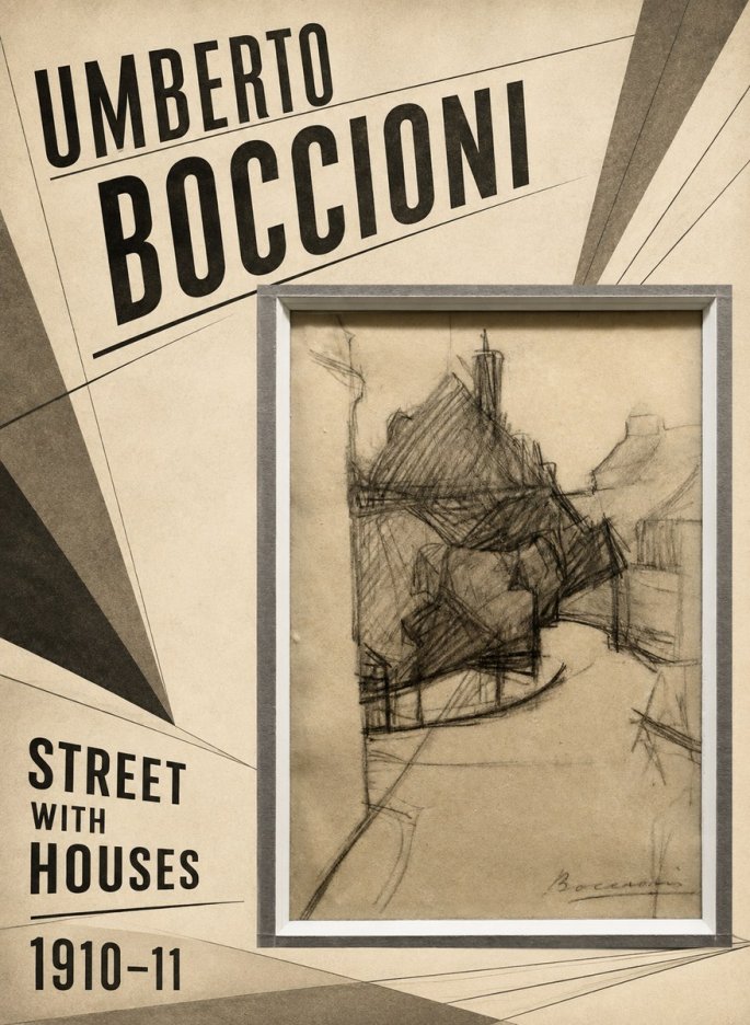 Umberto Boccioni Street with Houses No2 - Juliste
