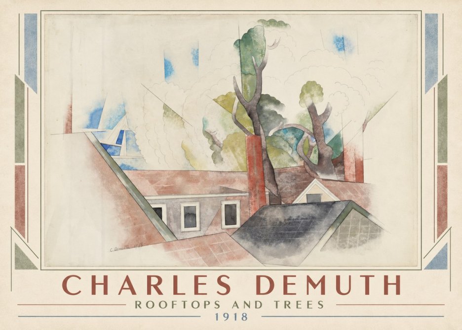 Charles Demuth Rooftops and Trees No1 - Juliste