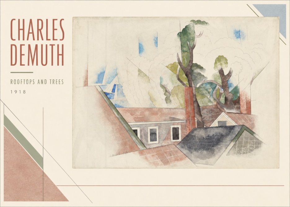 Charles Demuth Rooftops and Trees No2 - Juliste