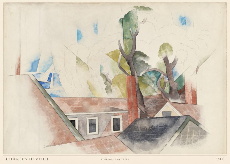 Charles Demuth Rooftops and Trees No6 - Juliste