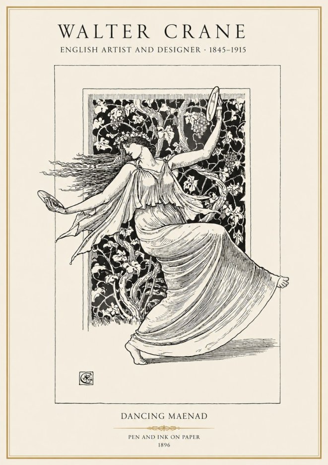 Walter Crane Dancing Maenad No1 - Juliste