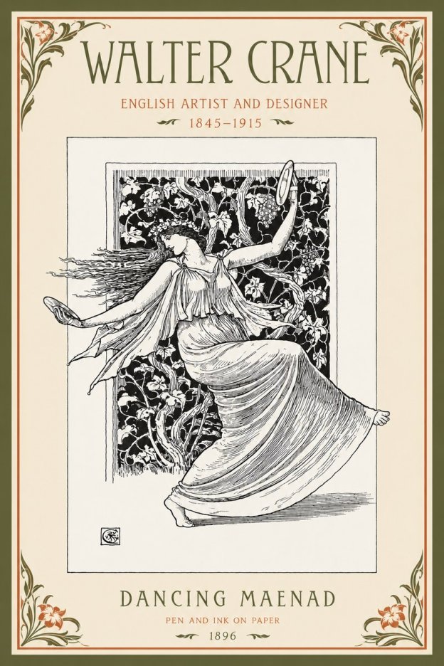 Walter Crane Dancing Maenad No2 - Juliste