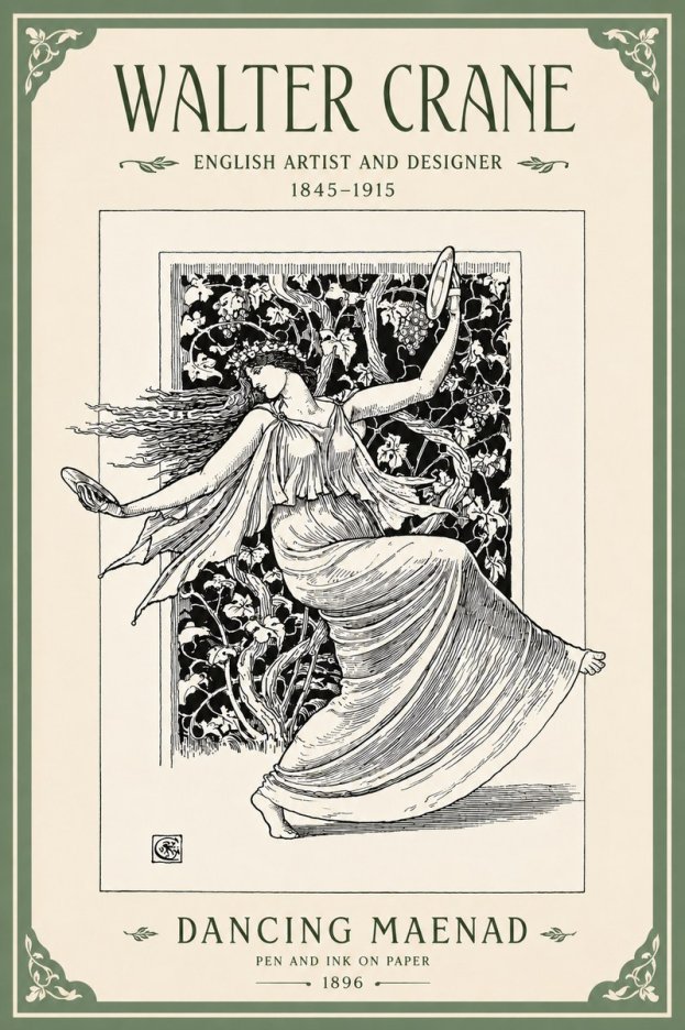 Walter Crane Dancing Maenad No4 - Juliste