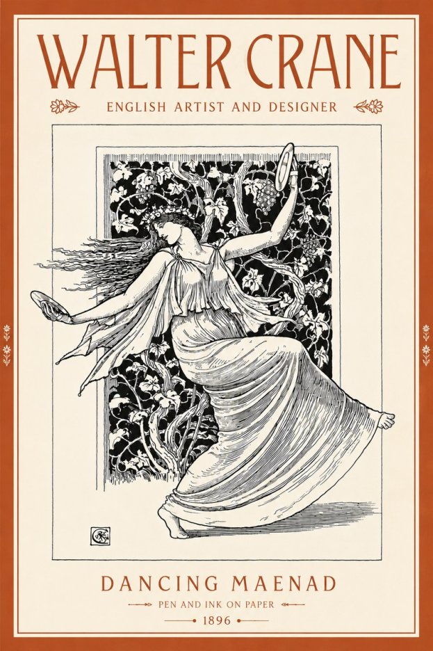 Walter Crane Dancing Maenad No5 - Juliste
