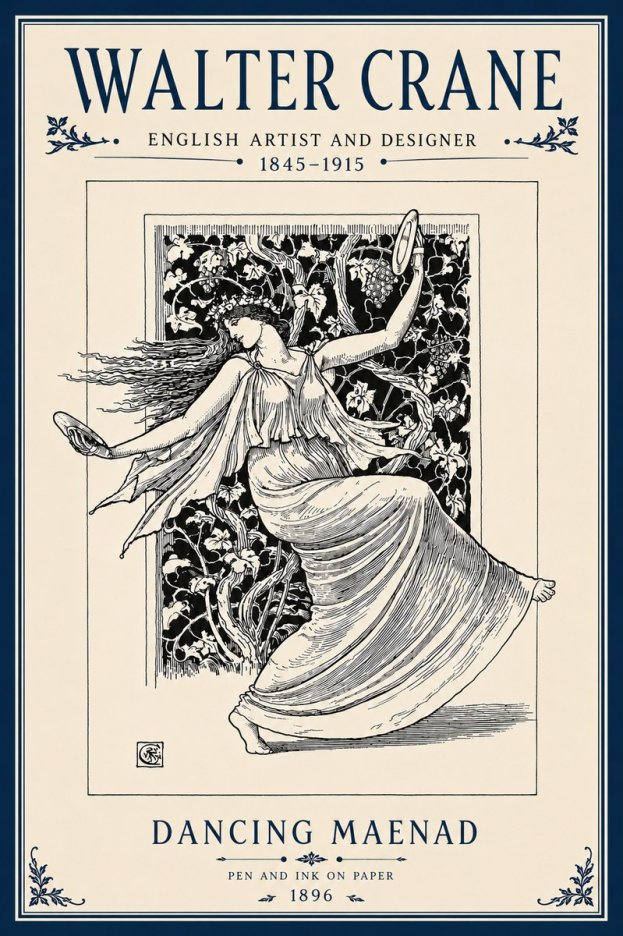Walter Crane Dancing Maenad No6 - Juliste