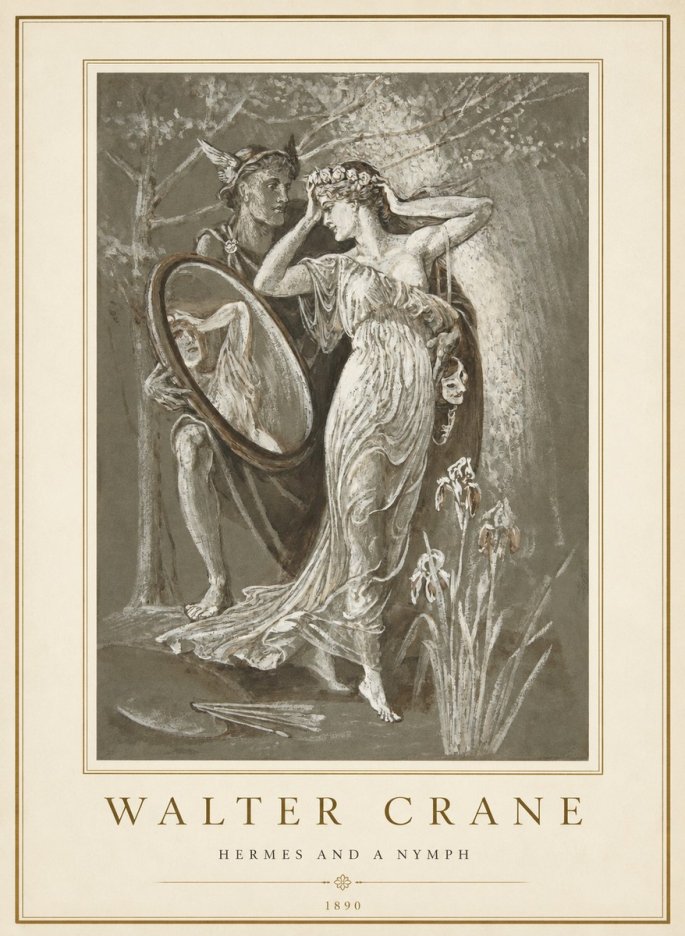 Walter Crane Hermes and a Nymph No1 - Juliste