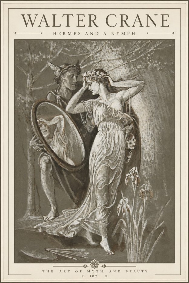 Walter Crane Hermes and a Nymph No3 - Juliste