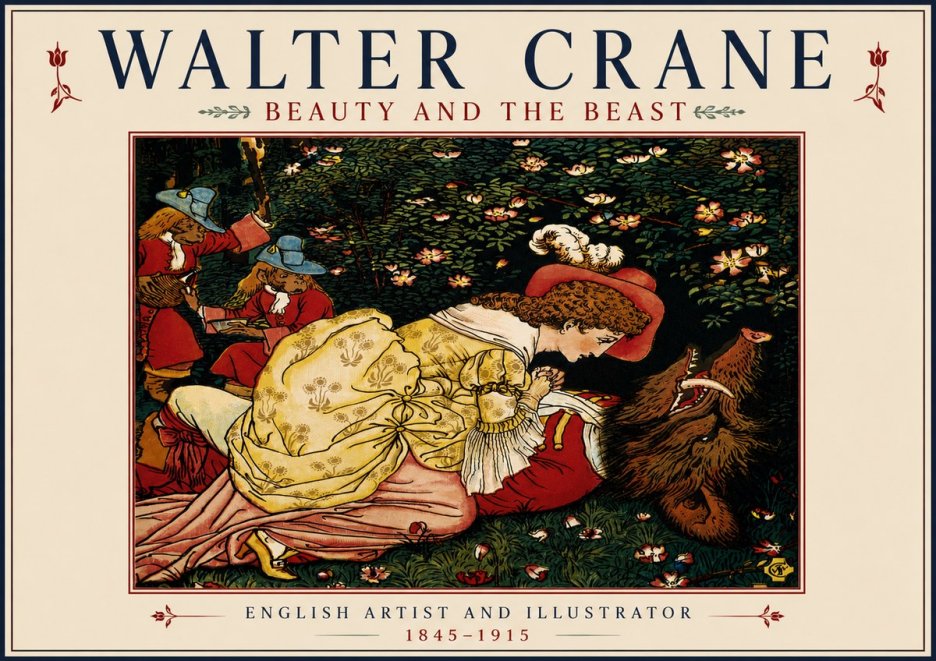 Walter Crane Beauty and the Beast No5 - Juliste