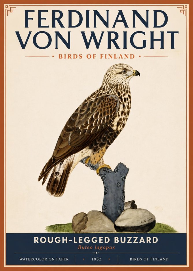 Ferdinand von Wright Rough-legged Buzzard No5 - Juliste