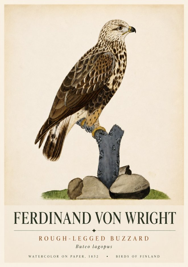 Ferdinand von Wright Rough-legged Buzzard No6 - Juliste