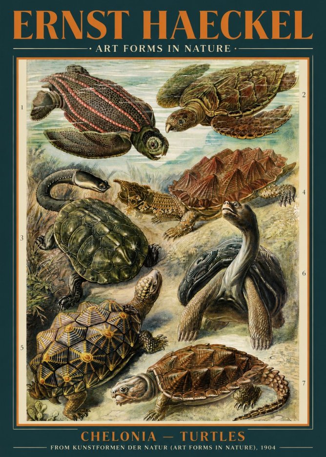Ernst Haeckel Chelonia - Turtles No3 - Juliste