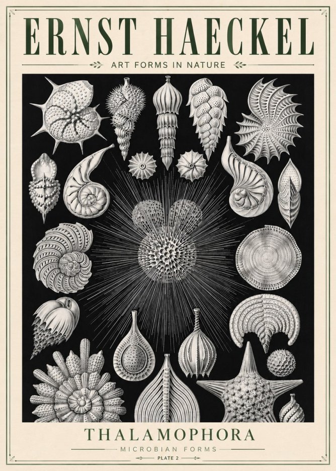 Ernst Haeckel Thalamophora - Microbian Forms - Plate 2 No5 - Juliste