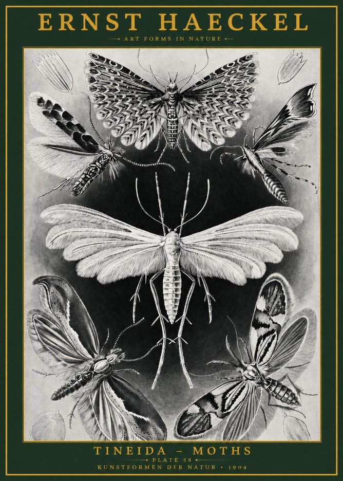 Ernst Haeckel Tineida - Moths No2 - Juliste
