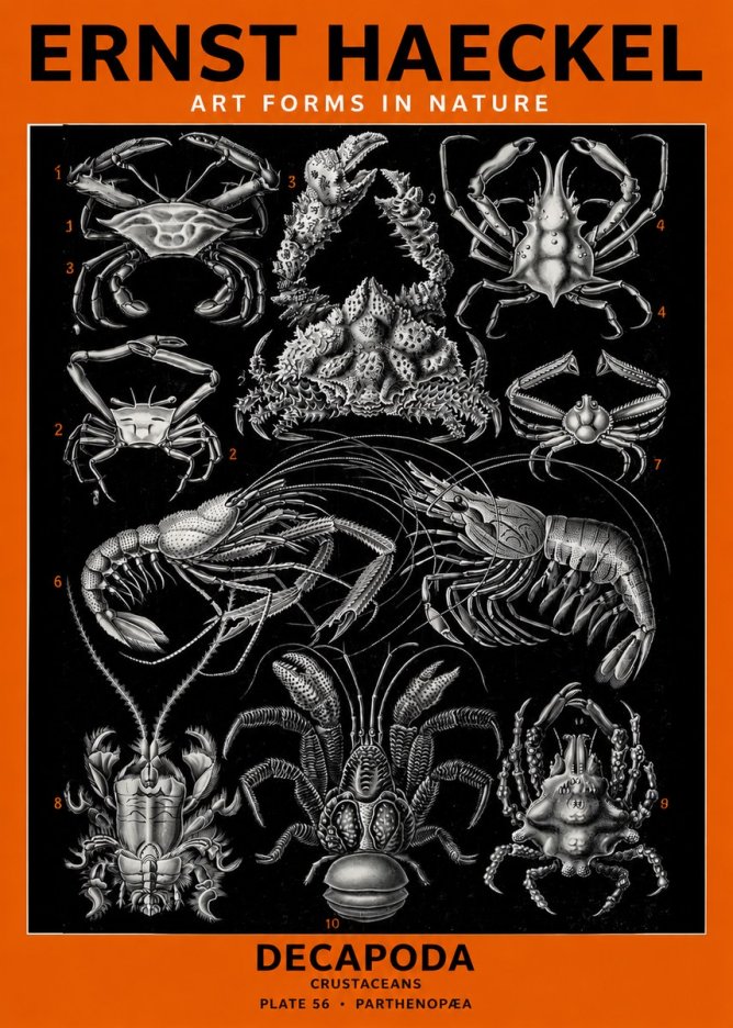 Ernst Haeckel Decapoda Brachyura and Macrura Plate 86 No6 - Juliste